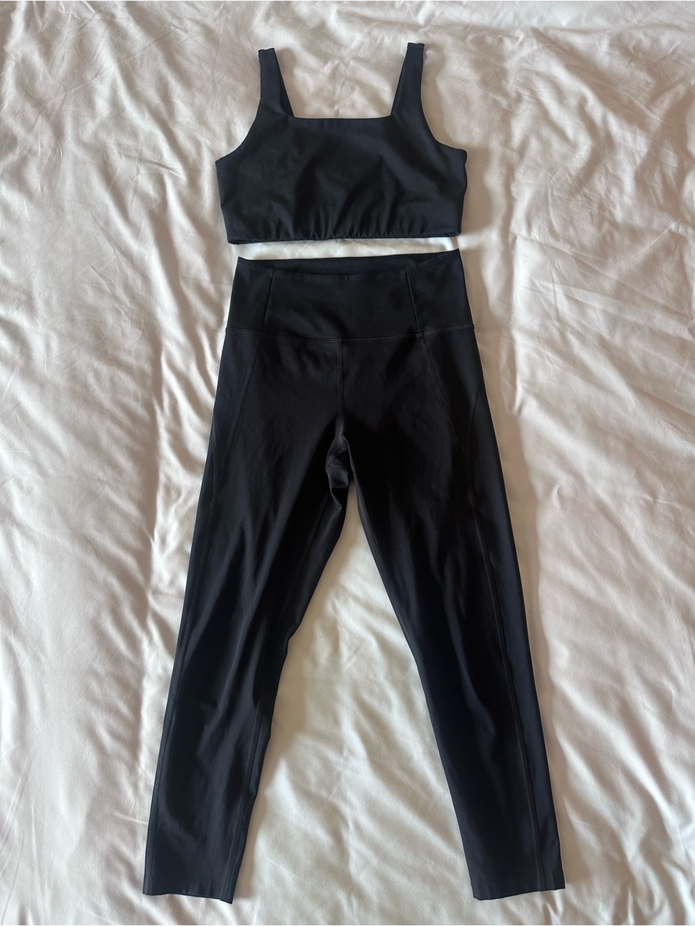 Girlfriend Collective Compressive Black High Waist Leggings and Sports Bra Set M